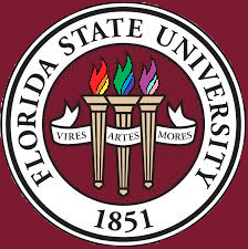 Fsu Logo with LGBTQIA colors for the flame, Red Background